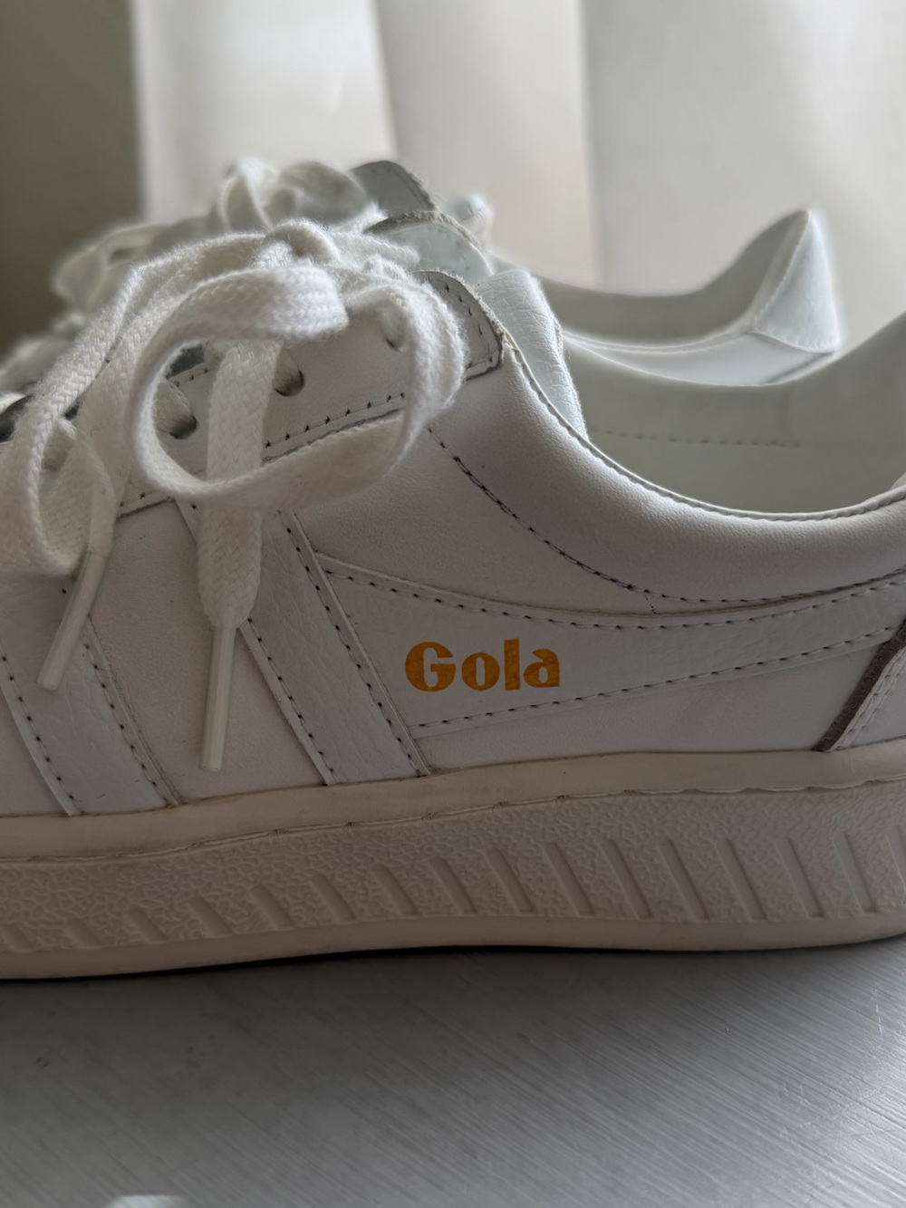 Gola White Leather Sneakers with Gold Logo - Picture 3 of 6